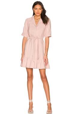 Paige Mayslie Mini Shirt Dress Blush Pink Pockets Belted Rayon Preppy Small NWT